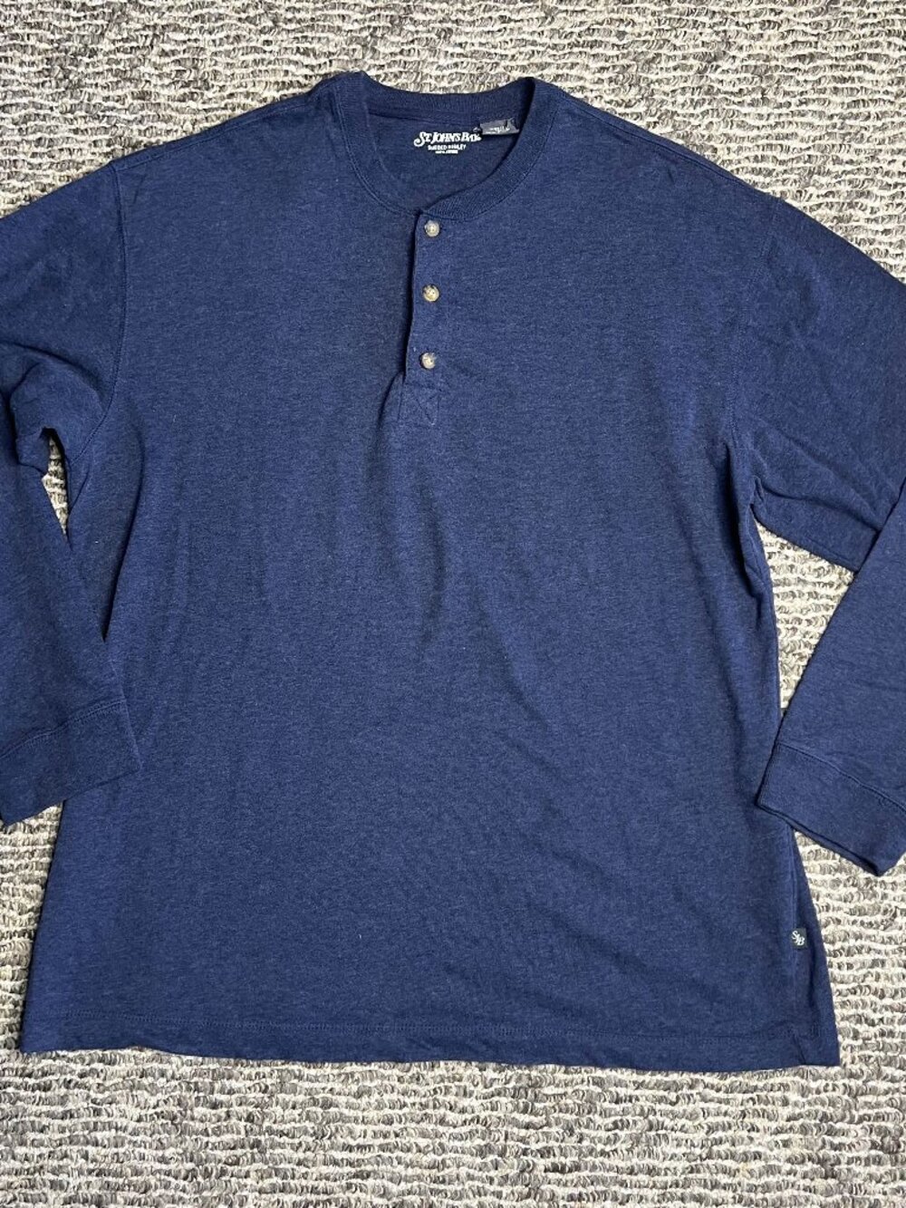 St. John's Bay Men's Navy Blue Sueded Henley Shirt - Size Large